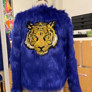 BLUE TIGER FUR JACKET - THREADED TRIBE